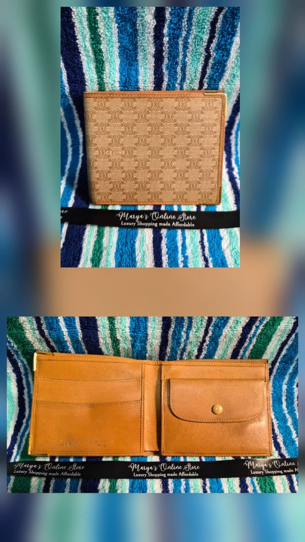 AUTHENTIC Celine Bi-fold Wallet BRAND NEW (Category: Luxury Bags & Wallets) located in Quezon City. Submitted by marya_s (Listing ID 1415934647, Image 1). Description: - Authentic Celine bi-fold wallet - Classic brown monogram exterior - Luxurious tan leather interior - Multiple card slots for organization - Convenient coin compartment - Secure snap closure - Features the iconic Celine logo PAMIGAY SALE NA PO LAST PRICE NA PO YAN SALAMAT ;) BEIGE