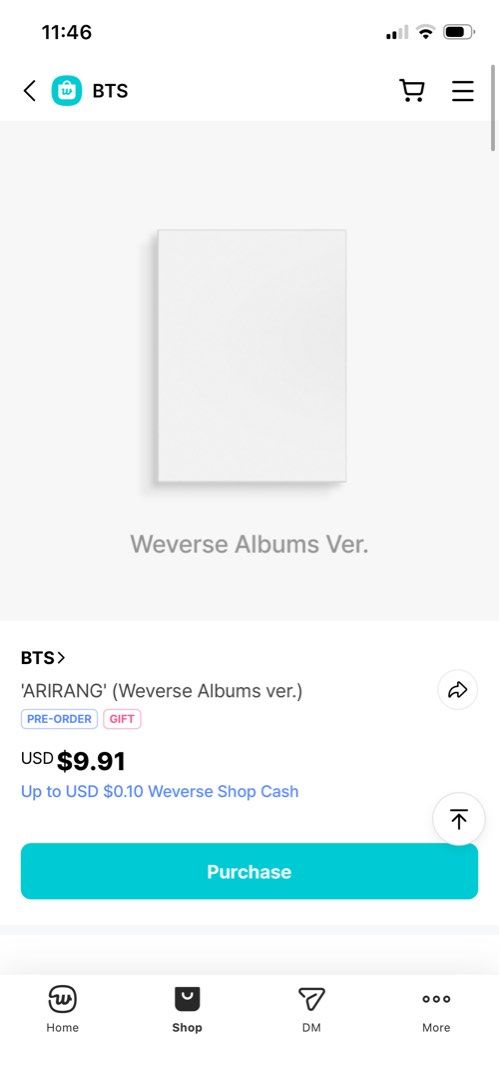 BTS 'ARIRANG' (Weverse Albums ver.) (Category: CDs & DVDs) located in Rizal. Submitted by legendiaries (Listing ID 1415880231, Image 1). Description: With POB - normal ETA.