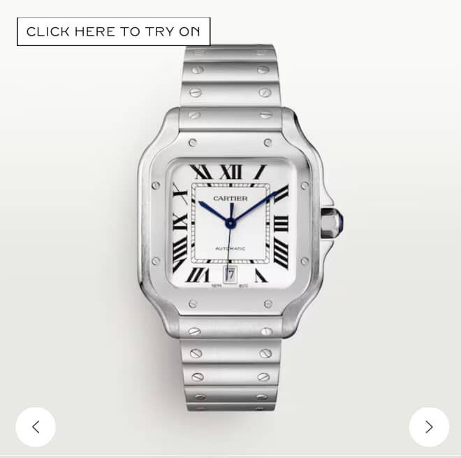 Cartier Santos Large Steel (Category: Luxury Watches) located in Pateros City. Submitted by duodenectomy (Listing ID 1415870803, Image 1). Description: - Cartier Santos watch - Silver-tone stainless steel bracelet and case - White dial with black Roman numerals - Blue hands - Date display at 6 o'clock - Automatic movement - Square case shape complete package and brand new. PM for more info Thanks.