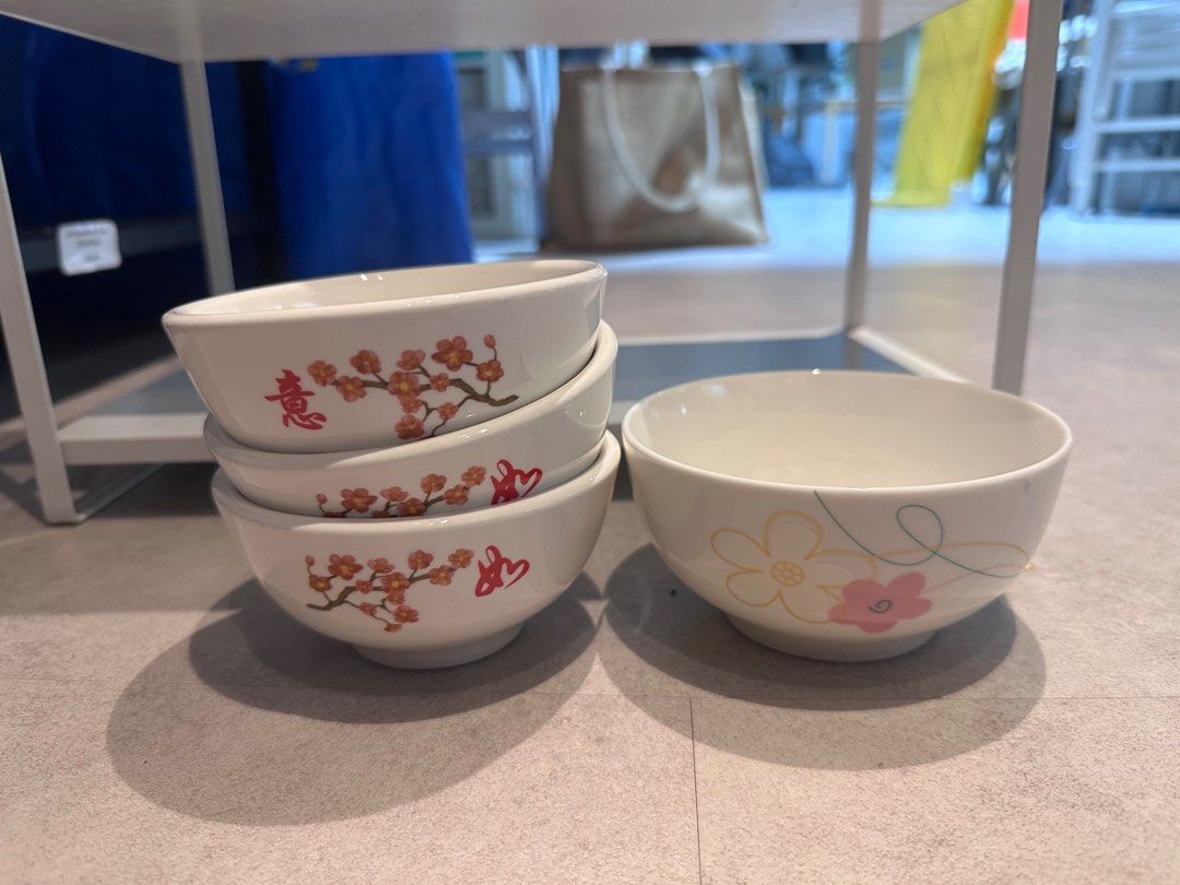 Ceramic Bowls with Floral Design