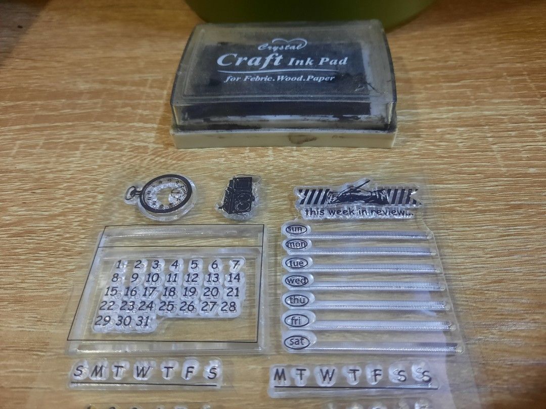 Clear Stamps – Perpetual Calendar Pattern (Category: Craft Supplies & Tools) located in Caloocan City. Submitted by cherished_bits (Listing ID 1415857493, Image 3). Description: ✨ Clear Stamps – Perpetual Calendar Pattern ✨ Transparent Silicone Seals for DIY Planner & Scrapbooking 🖤 Condition: Like new (used once or twice) 🖤 Design: Minimal • Vintage • Aesthetic 📦 SET INCLUDES: ✅️ Clear Silicone Stamps Designs include: • Clock • Vintage Camera