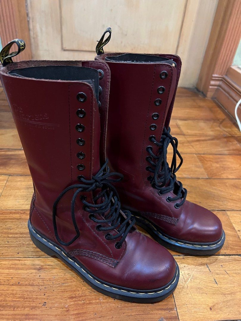 Dr. Martens 1914 14-Eyelet Boots (Category: Boots) located in Quezon City. Submitted by Val_Closet (Listing ID 1415955329, Image 1). Description: PLEASE READ DESCRIPTION: Reason for Selling: DECLUTERRING - NO RETURN/NO EXCHANGE - PAYMENT FIRST - please ask for all details to confirm item before buying - NO BOX INCLUDED - pay for own shipping fee Features: Color: Cherry Red. Material: Smooth leather upper. Design: Tall, 14-eyelet lace-up design. S