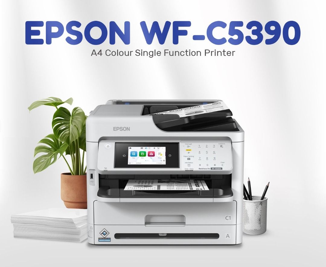Epson Workforce C5390 | 5390 (C5290 replacement model) (Category: Printers, Scanners & Copiers) located in Quezon City. Submitted by printer_supplies_provider (Listing ID 1415834942, Image 2). Description: Epson WorkForce Pro WF-C5390 Wi-Fi Duplex Inkjet Printer -Lowest power consumption in its class3 - Recommended monthly print volume of 5,000 pages - 25 ISO ppm (black/color)†; fast first page out - Wireless, Ethernet, PCL4/PS3 - Auto 2-sided pr