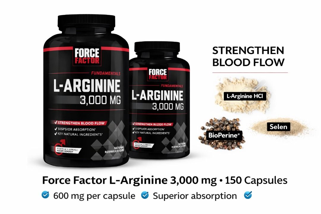 Force Factor L-Arginine 3000mg | 150 Capsules | Amino Acid Supplement ...