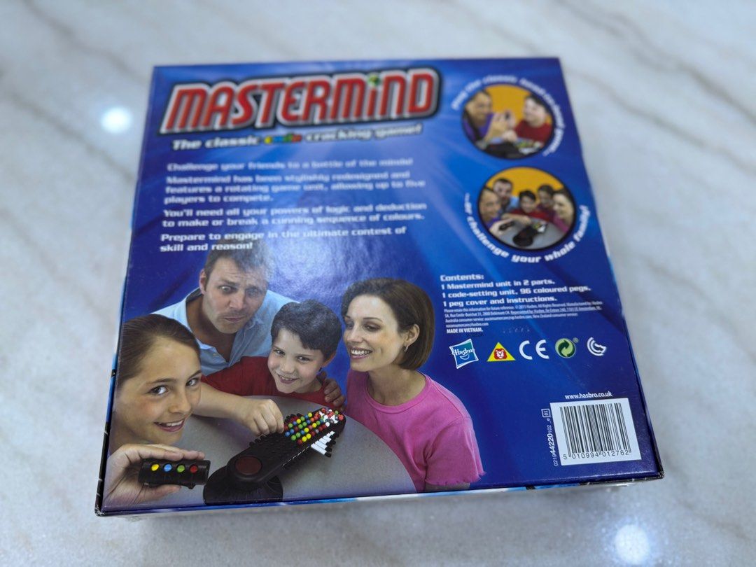 Mastermind Classic Code Cracking Game (Category: Board Games & Puzzles) located in Singapore. Submitted by shaun_neo (Listing ID 1415851250, Image 2). Description: - Lightly used. Condition like new. - Full items in the box including inserts. - Classic Mastermind game - Complete set with all original components - For 2-5 players - Ages 8 and up - Great for family game nights! - Only one unit. - Accept Paynow..