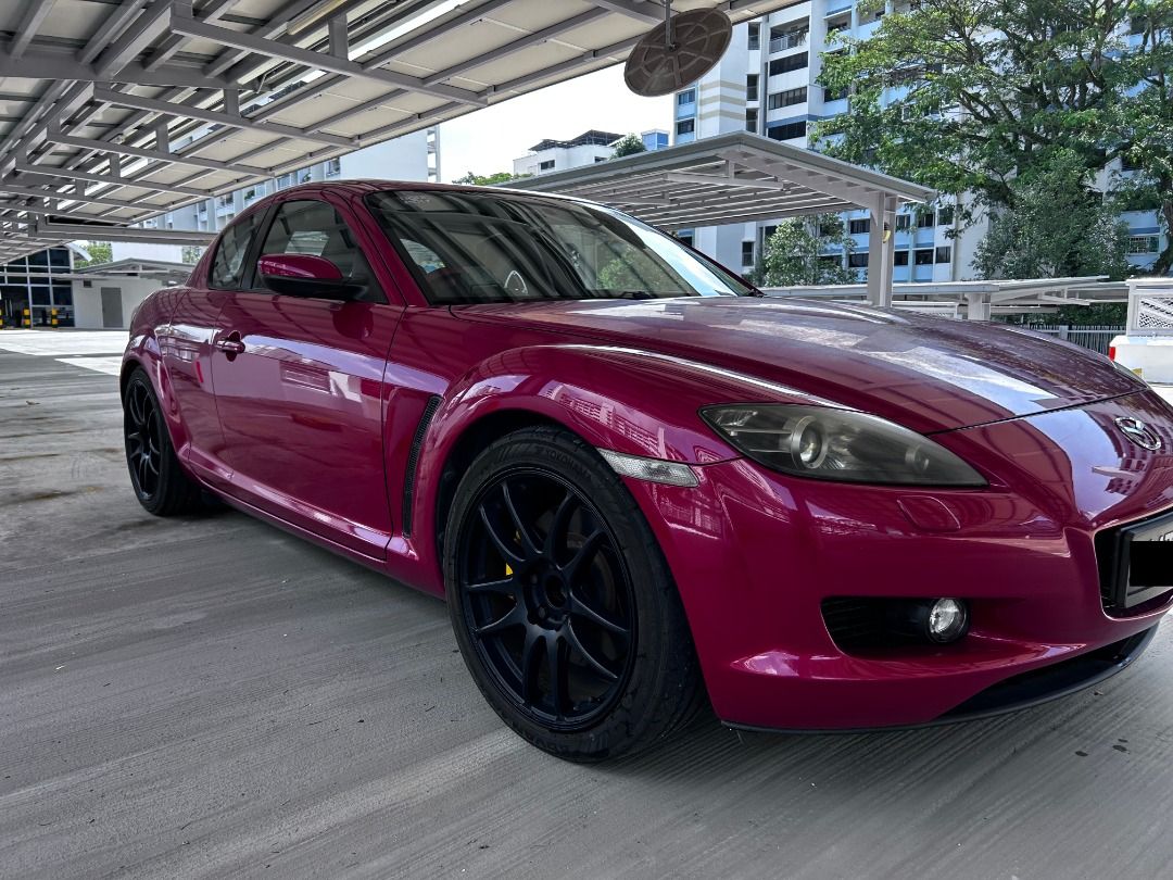 Mazda RX8 6MT Manual (Category: Used Cars) located in Singapore. Submitted by pingen85 (Listing ID 1415911070, Image 2). Description: 6MT. I am the second owner. Accident and issue free. As of listing, mileage is at 102400. All servicing done at local reputable garage specialized in rotary engine. Detailed maintenance done 6-9 months. Rare stock car (except for rims from Work imported from Japan. Will hand over with original stock rims). Please c