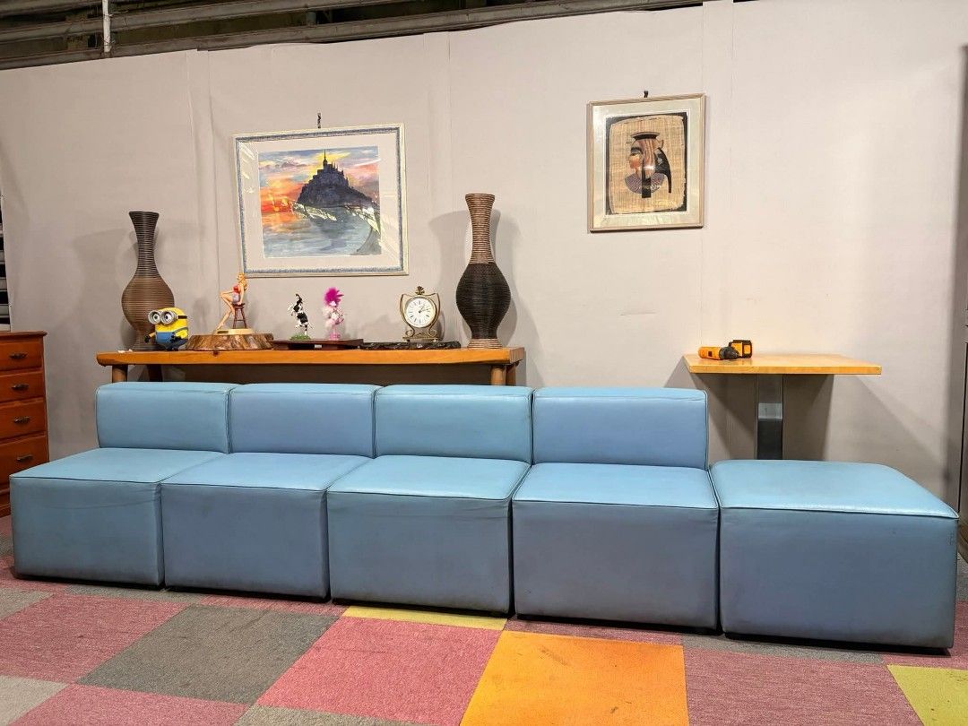 Modular Sofa (Category: Sofas) located in Meycauayan. Submitted by marygracecasimiro (Listing ID 1415895308, Image 2). Description: OKAMURA Modern 5-Seater Modular Sofa Designer Combination Leather Sofa Price : 16k *VIDEO ON COMMENT Long mode 115L x 23W x 16H seat height inches Sandalan height 26 inches In VERY good condition💜💜.