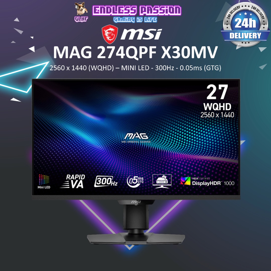 MSI MAG 274QPF X30 MV 27-inch QHD Mini-LED Gaming Monitor, Computers ...