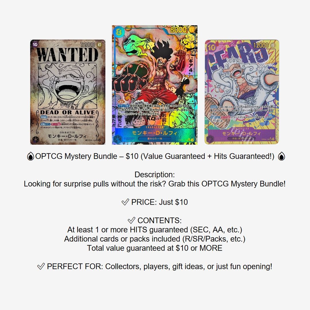 OPTCG Mystery Bundle - Value Guaranteed + Hits Guaranteed! (OPTCG, One ...