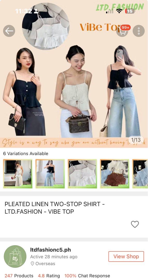 Pleated linen two top shirt (Category: Sleeveless) located in Cainta. Submitted by pillowsdecluttering (Listing ID 1415979299, Image 1). Description: .