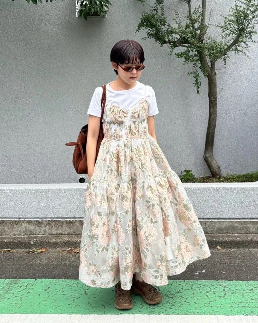 POPPY ｜ PINK GOLD JACQUARD CAMI DRESS 洋裝, 她的時尚, 洋裝＆套裝