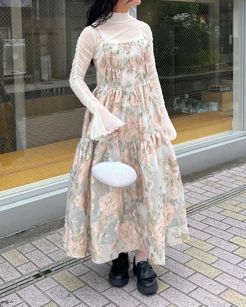 POPPY ｜ PINK GOLD JACQUARD CAMI DRESS 洋裝, 她的時尚, 洋裝＆套裝