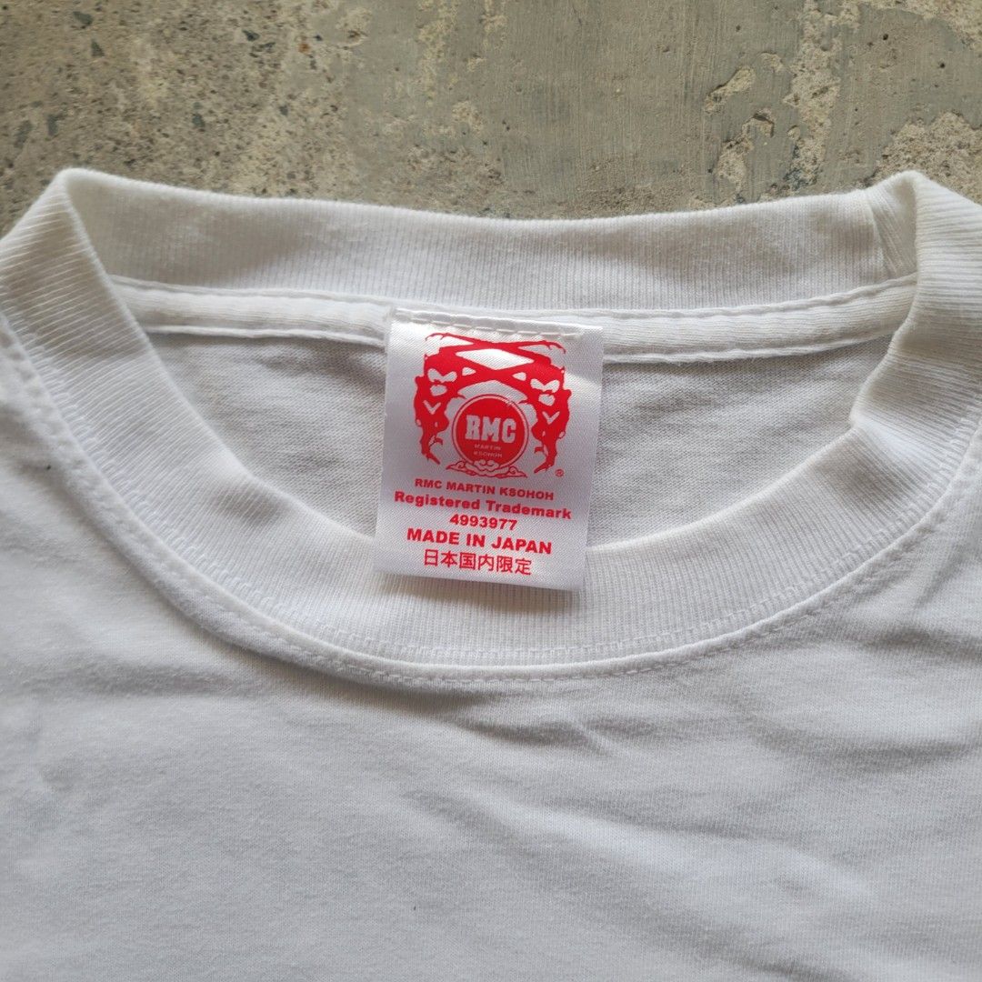 Rare RMC "Peace" Shirt (Category: Tshirts & Polo Shirts ) located in Manila. Submitted by kieshi (Listing ID 1415963245, Image 3). Description: n/a size tag actual dimensions (flat/half): 18.5W x 24L note: boxy cut with a minor fading and pilage. Authentic tag: y2k vintage archival statement collectors japanese selvedge rmc ukiyo buden shoten oniarai big train shipping j&t, lalamove as shouldered by the buyer.