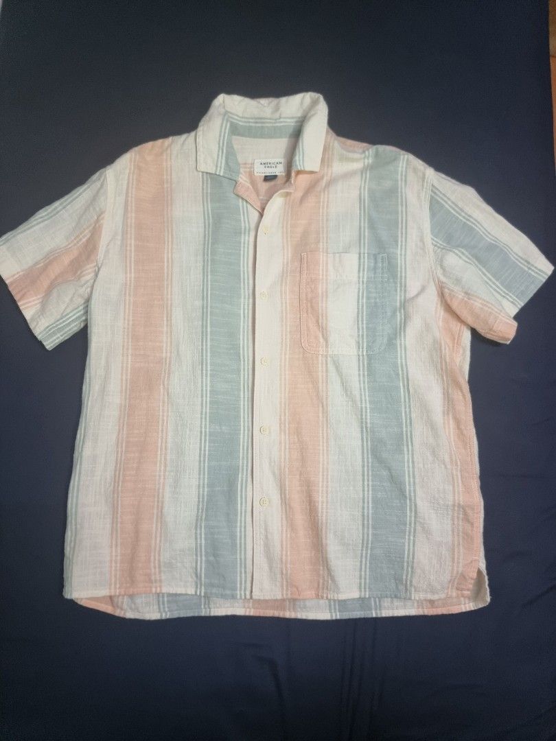 Striped Short Sleeve Shirt (Category: Tshirts & Polo Shirts ) located in Manila. Submitted by themvi (Listing ID 1415935124, Image 2). Description: Short-sleeved shirt with a striped pattern. Worn only twice, size too big..