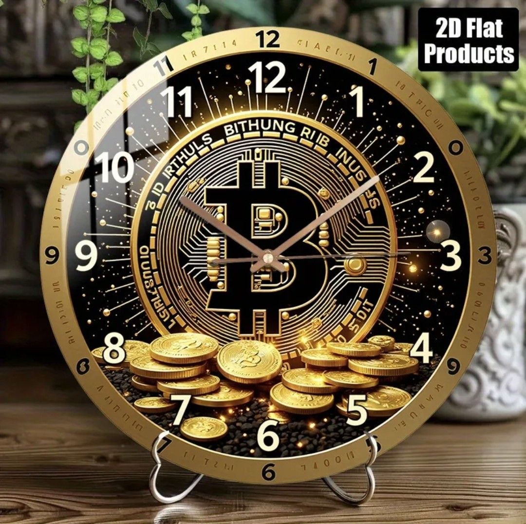 Wall Clock 2D ( Bitcoin), Luxury, Watches on Carousell