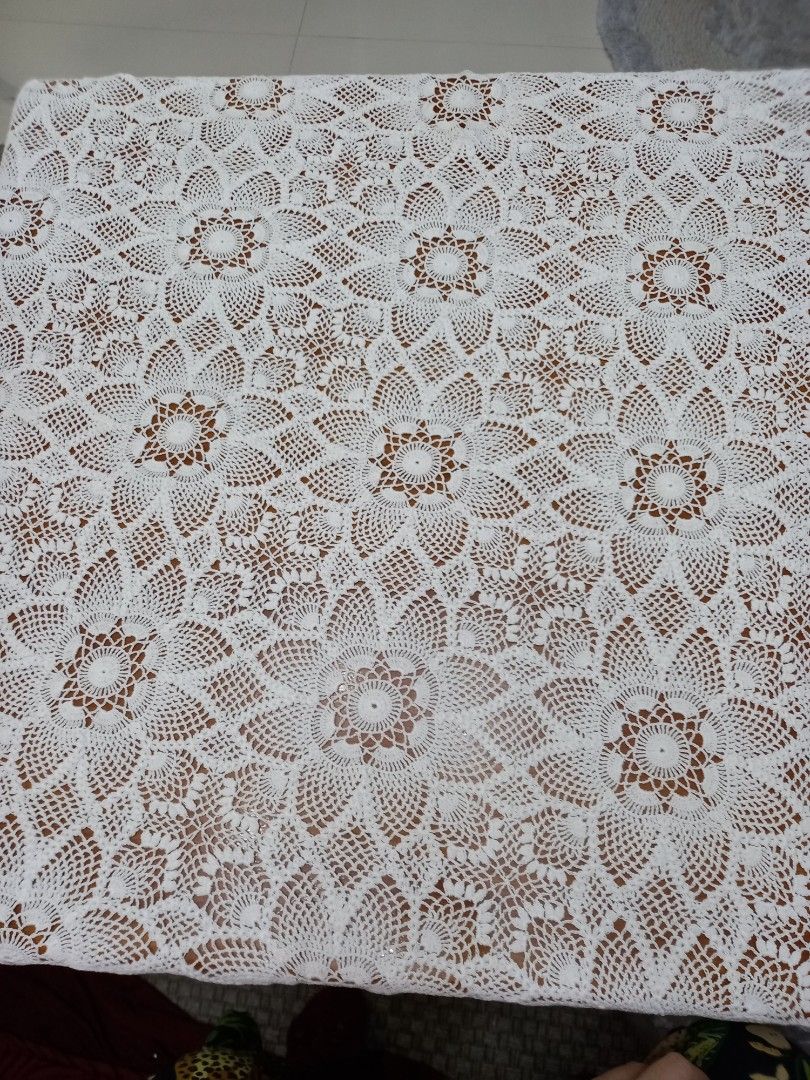 White Crochet Tablecloth (Category: Table Linen & Textiles) located in Manila. Submitted by zenphoenix-7ad615 (Listing ID 1415949325, Image 2). Description: - White crochet tablecloth - Features intricate floral design - Square shape - Adds vintage charm - Perfect for dining or decoration.
