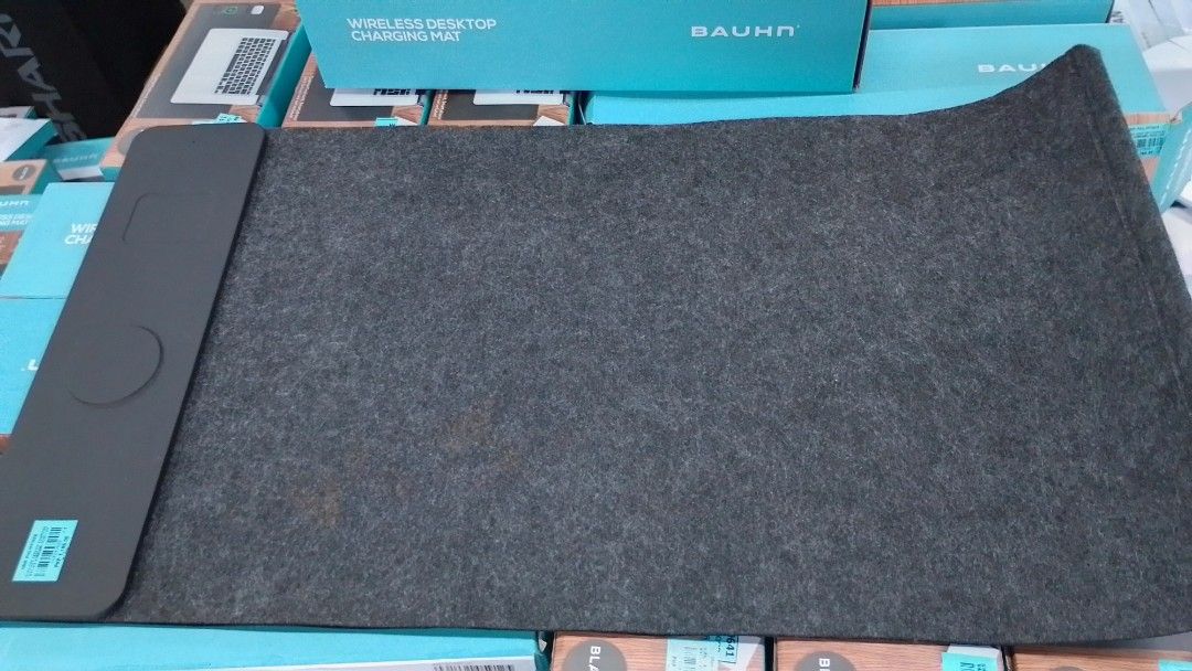 WIRELESS DESKTOP CHARGING MAT. BAUHN (Category: Community) located in Quezon City. Submitted by AlexaXander (Listing ID 1415873398, Image 2). Description: *WIRELESS DESKTOP CHARGING MAT *BRAND: BAUHN *MAX.OUTPUT PHONE CHARGING: 15W *MAX.OUTPUT EARBUDS CHARGING: 5W *FELT & LEATHER FINISH *INCLUDE: USB-C CABLE *LIGHTWEIGH/PORTABLE *AVAILABLE IN BULK ORDER *FOR MORE DETAILS: PLS.CALL OR TEXT CP#: 09081334158.