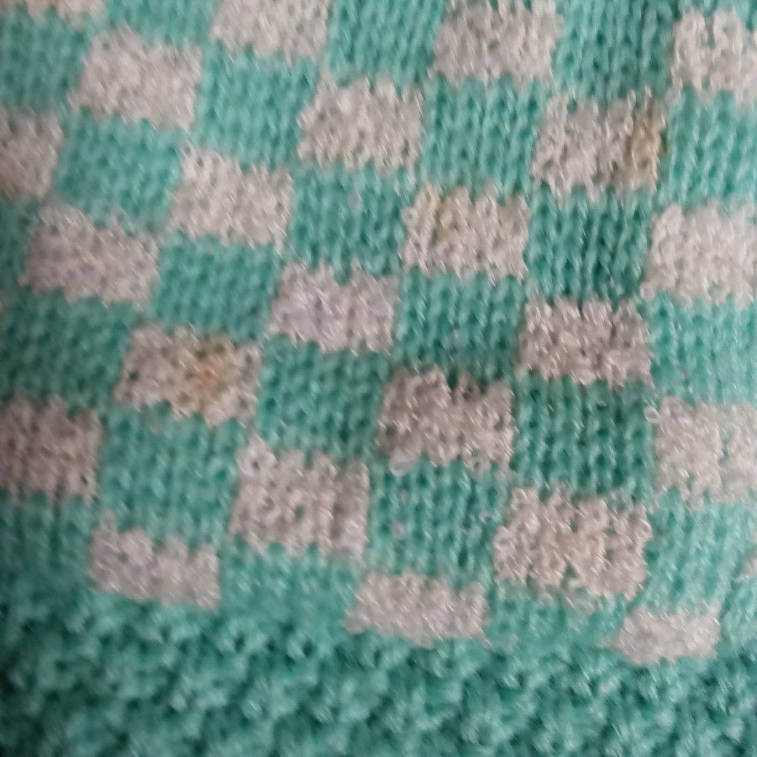 Agape Checkered Cardigan (Category: Coats, Jackets and Outerwear) located in Talisay. Submitted by peonisces (Listing ID 1416094357, Image 3). Description: ๑ fits small to semi m ๑ color rate: 10/10 ๑ flaw: little stain only - Light teal cardigan - Unique checkered pattern on sleeves and pockets - Button-up front - Two front pockets - Brand tag visible - Stylish and comfortable.