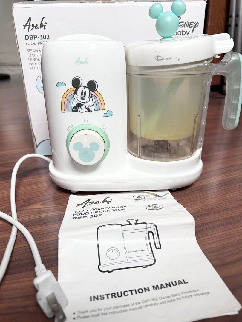 Asahi Disney Baby Food Processor DBP-302 (Category: Weaning & Toddler Feeding) located in Quezon City. Submitted by odarbozoz (Listing ID 1416166980, Image 3). Description: Purchase price: Php5,700 Selling at only Php 2,500 Used only for 1 year, with color stain on the plastic, but still safe and in great working condition..