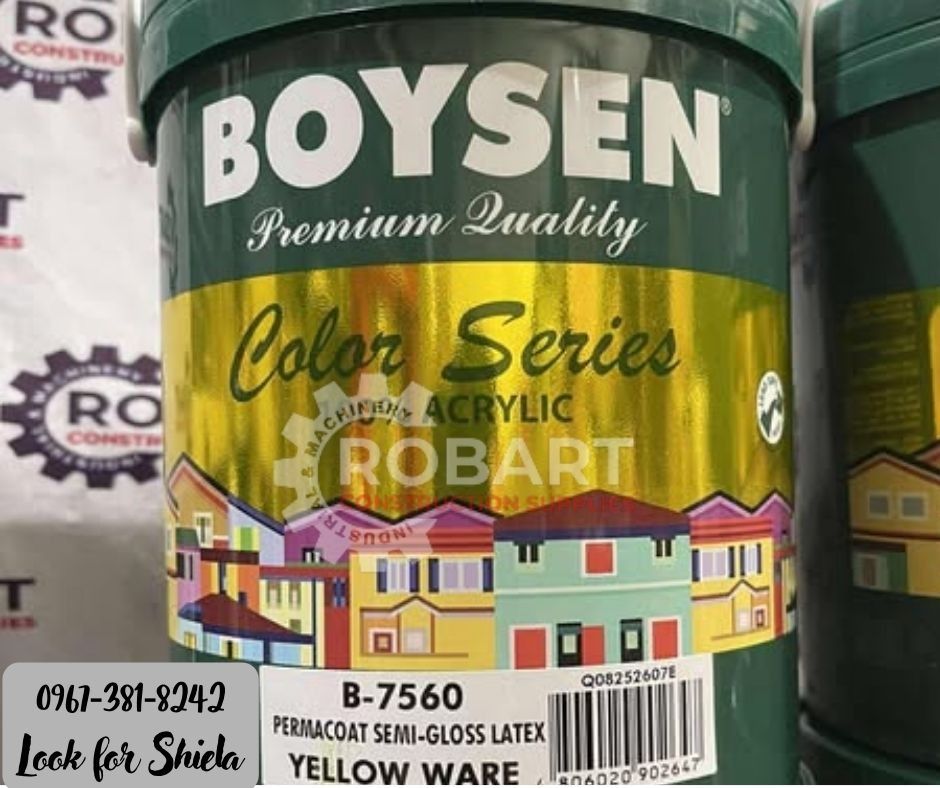 Boysen Semi Gloss Latex Yellow (Category: Looking For) located in Manila. Submitted by robartconst1113 (Listing ID 1416079717, Image 2). Description: Boysen Semi Gloss Latex Yellow Yelloware B-7560 𝑹𝑶𝑩𝑨𝑹𝑻 𝑪𝑶𝑵𝑺𝑻𝑹𝑼𝑪𝑻𝑰𝑶𝑵 𝑺𝑼𝑷𝑷𝑳𝑰𝑬𝑺 Office Address: 1405 Yuseco St. Sta Cruz Manila SEND US MESSAGE FOR INQUIRIES ‼️ ‼️ Call: 09673818242 / 09662708845 Vibr - (09673818242) Landline: (𝟩𝟩𝟦𝟨-𝟨𝟤𝟦𝟪) / (𝟩𝟢𝟢𝟤-𝟤𝟪𝟩𝟤) / (𝟩𝟤�