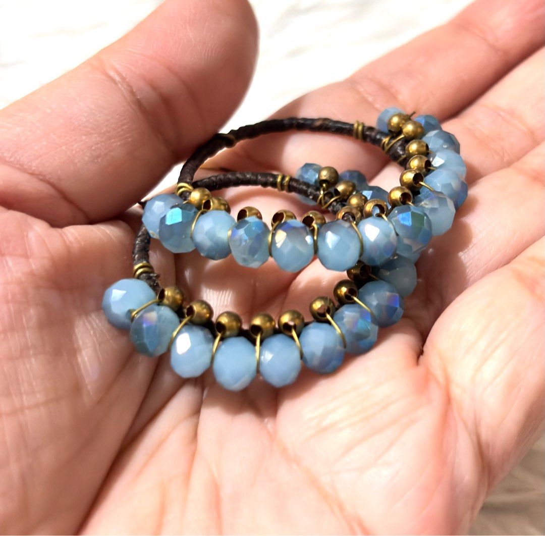 Brass beaded hoop earrings (Category: Earrings) located in Paranaque City. Submitted by dalle_closet (Listing ID 1416037225, Image 3). Description: Slightly used.