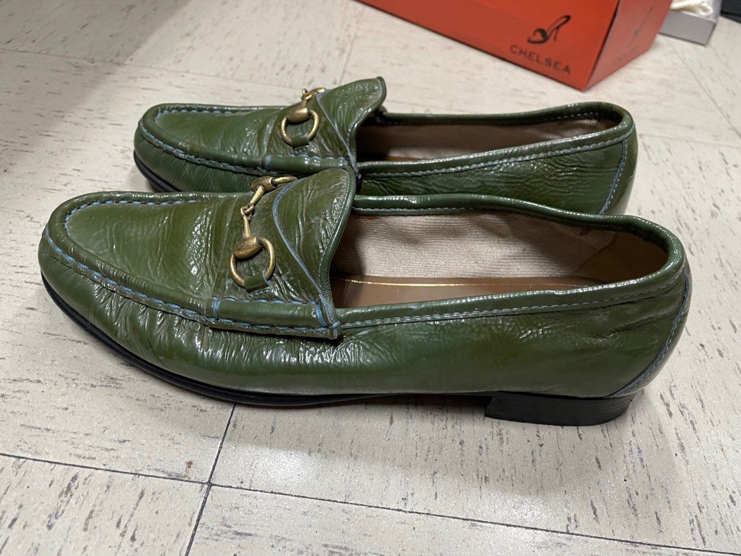 Gucci Horsebit Loafers (Category: Loafers) located in Manila. Submitted by simplestform (Listing ID 1416167119, Image 2). Description: - Gucci loafers - Olive green patent leather - Iconic horsebit detail - Classic loafer silhouette - Made in Italy - Stylish and timeless - Size 37.