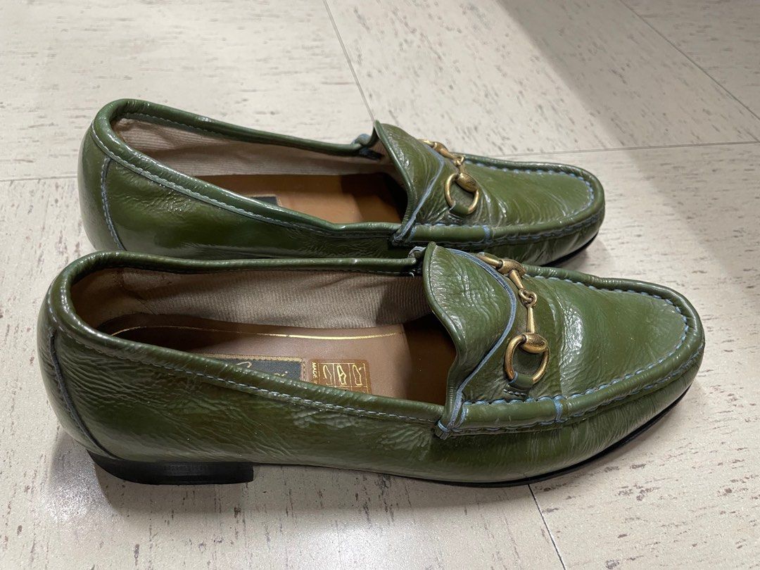 Gucci Horsebit Loafers (Category: Loafers) located in Manila. Submitted by simplestform (Listing ID 1416167119, Image 3). Description: - Gucci loafers - Olive green patent leather - Iconic horsebit detail - Classic loafer silhouette - Made in Italy - Stylish and timeless - Size 37.