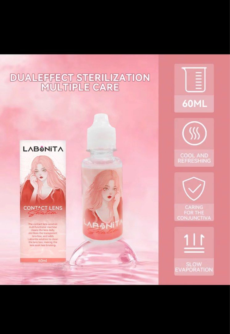 Labonita Contact Lens Solution 60ml (Category: Vision Care) located in Caloocan City. Submitted by joancapales (Listing ID 1416200150, Image 2). Description: 2028 EXPIRY DATE - Dual-effect sterilization for your contact lenses - Provides a cool and refreshing experience - Promotes slow evaporation - Strong deproteinization - 60ml bottle.