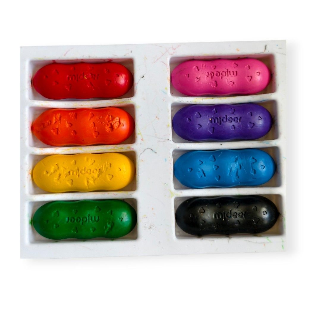 Mideer Pease Crayons 8pcs (Category: Educational & Learning Toys) located in Quezon City. Submitted by lovedbyhershey (Listing ID 1416064710, Image 3). Description: Preloved Mideer Pease Crayons 8pcs - washable, no scent - perfect for toddler grip - like new, not abused (markings on the crayons are still very visible) Php200 MOP: GCash/BPI Buyer pays for delivery.