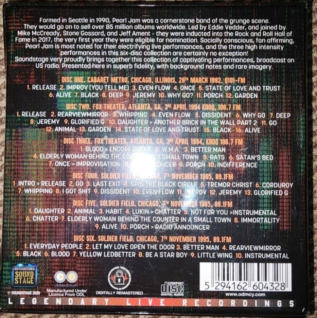 Pearl Jam - Early 90's Broadcast (Category: CDs & DVDs) located in Cebu City. Submitted by g_roshamboo (Listing ID 1416121579, Image 2). Description: 6cd set. sealed.
