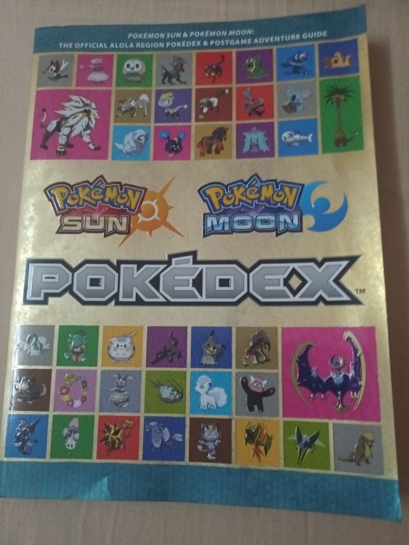 Pokemon Sun & Moon Pokedex Adventure Guide (Category: Nintendo) located in Quezon City. Submitted by limsys08 (Listing ID 1416076383, Image 1). Description: - Official Alola Region Pokedex & Postgame Adventure Guide for Pokemon Sun & Moon. - Features information on the Alola region. - Includes details on Ultra Beasts. - Lists TMs, items, and berries. - Published by The Pokemon Company International..