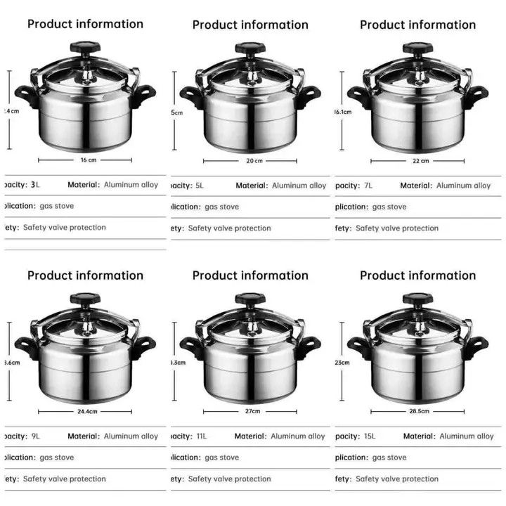 Pressure Cooker (Category: Cookware & Accessories) located in Makati City. Submitted by oideme (Listing ID 1416151534, Image 3). Description: 1300 （3 L ） 1500 （5 L ） 1700 （7 L ） 2000 （9 L ） 2400 （11 L ） 2800 （15 L ） .