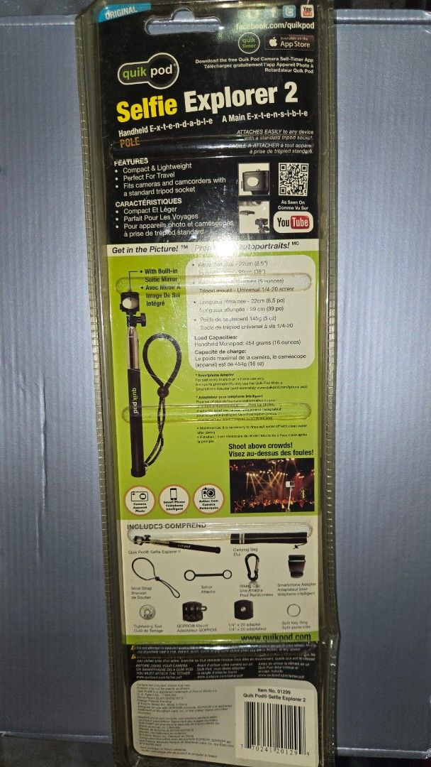 Quik Pod Selfie Explorer 2 (Category: Tripods & Monopods) located in Rizal. Submitted by kaj18 (Listing ID 1416196719, Image 2). Description: Sealed -compatible with Go Pro Hero 5 bought for 2,000.