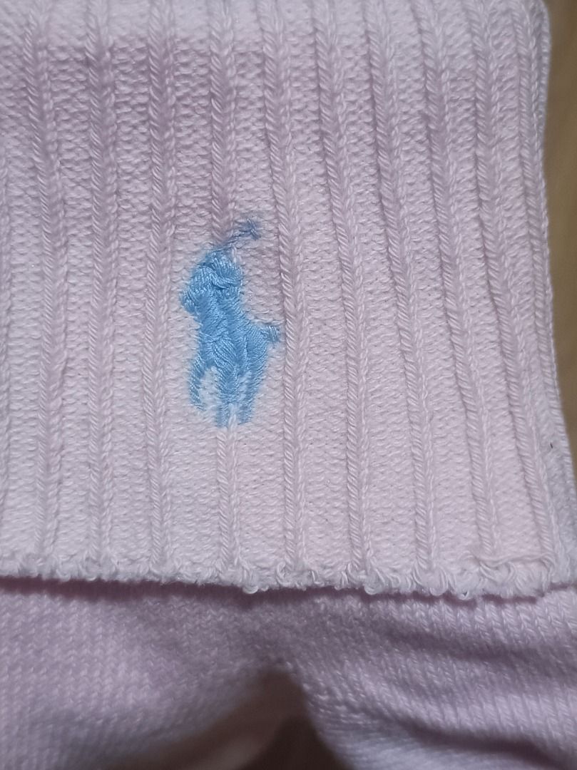 Ralph Lauren Pink Socks (Category: Socks) located in Makati City. Submitted by nyxhemera26 (Listing ID 1416207814, Image 2). Description: Authentic Ralph Lauren socks in a lovely pink color. Features the iconic polo logo and Ralph Lauren branding. The size is 22-24. Made in Japan. The tag indicates the color is "14 Old Rose". Made of cotton, nylon, and polyurethane. - no original packaging.