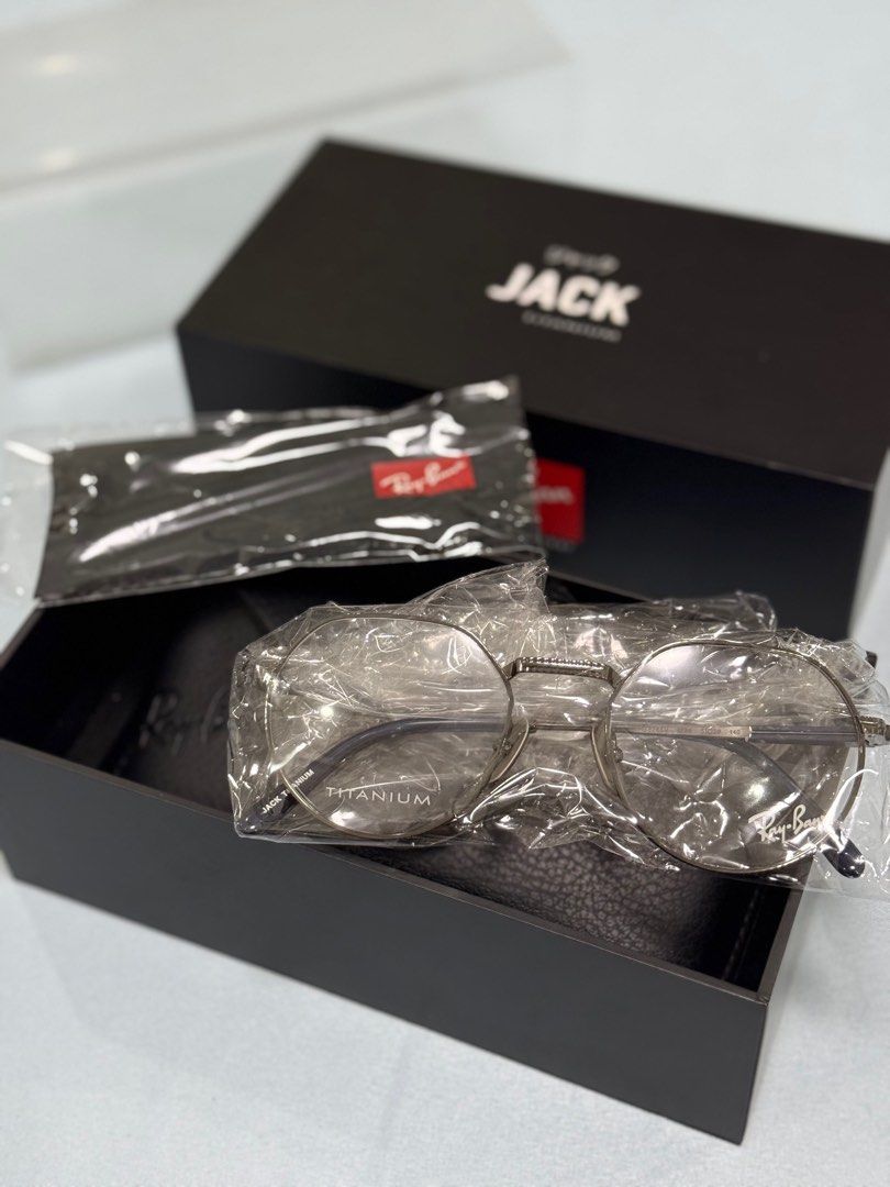 Ray-Ban Jack Titanium Eyeglasses (Category: Sunglasses & Eyewear) located in Marikina City. Submitted by bbbiancsss (Listing ID 1416018789, Image 2). Description: Authentic Ray-Ban Jack Titanium Gunmetal eyeglasses RB8265V123851 Brandnew Includes: - Original case - Original Unused Cleaning cloth - Original box Original Price: 10,500 (Pls see last photo) Payment Method: BPI or Gcash.