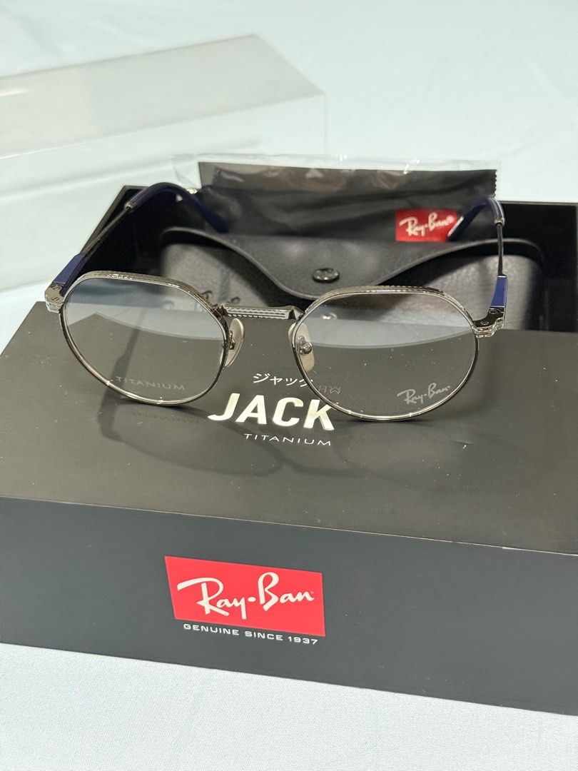 Ray-Ban Jack Titanium Eyeglasses (Category: Sunglasses & Eyewear) located in Marikina City. Submitted by bbbiancsss (Listing ID 1416018789, Image 1). Description: Authentic Ray-Ban Jack Titanium Gunmetal eyeglasses RB8265V123851 Brandnew Includes: - Original case - Original Unused Cleaning cloth - Original box Original Price: 10,500 (Pls see last photo) Payment Method: BPI or Gcash.