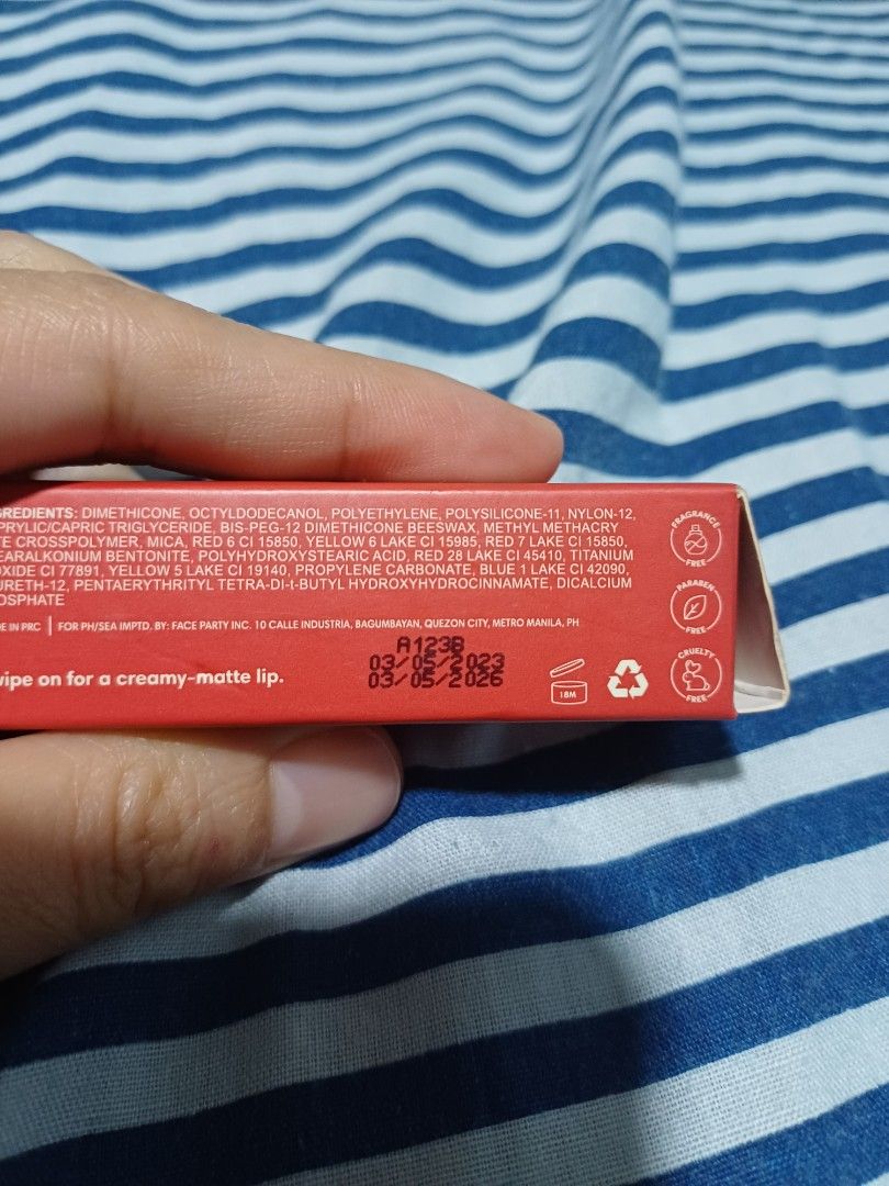 Sunnies Face Hot Sauce Fluffmatte Lipstick (Category: Makeup) located in San Juan City. Submitted by marie_d_r (Listing ID 1416021391, Image 2). Description: - Sunnies Face lipstick in Hot Sauce - Creamy-matte finish - Expiration date: 03-06-2026 - Swatch once.
