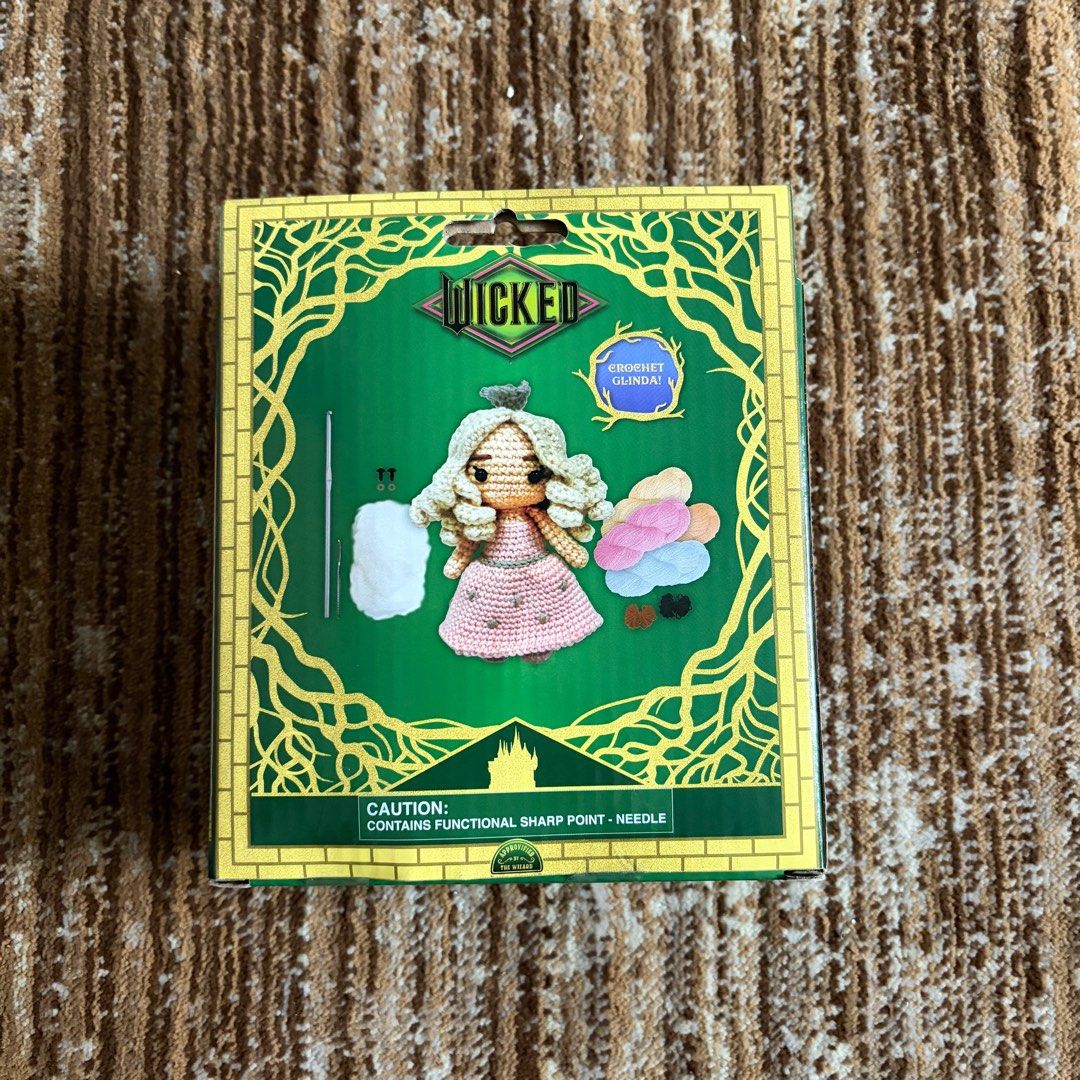 Wicked Elphaba and Glinda Crochet Kit (Category: Handmade Craft) located in Quezon City. Submitted by gormbox (Listing ID 1416204813, Image 2). Description: BUY BOTH FOR p2,000 Buy 1 for p1,200 Create your own Elphaba and Glinda from the musical Wicked! These crochet kits include all the materials needed to make the characters. Each kit contains yarn, a crochet hook, and other accessories. The boxes feature the characters and the Wicked logo. Per