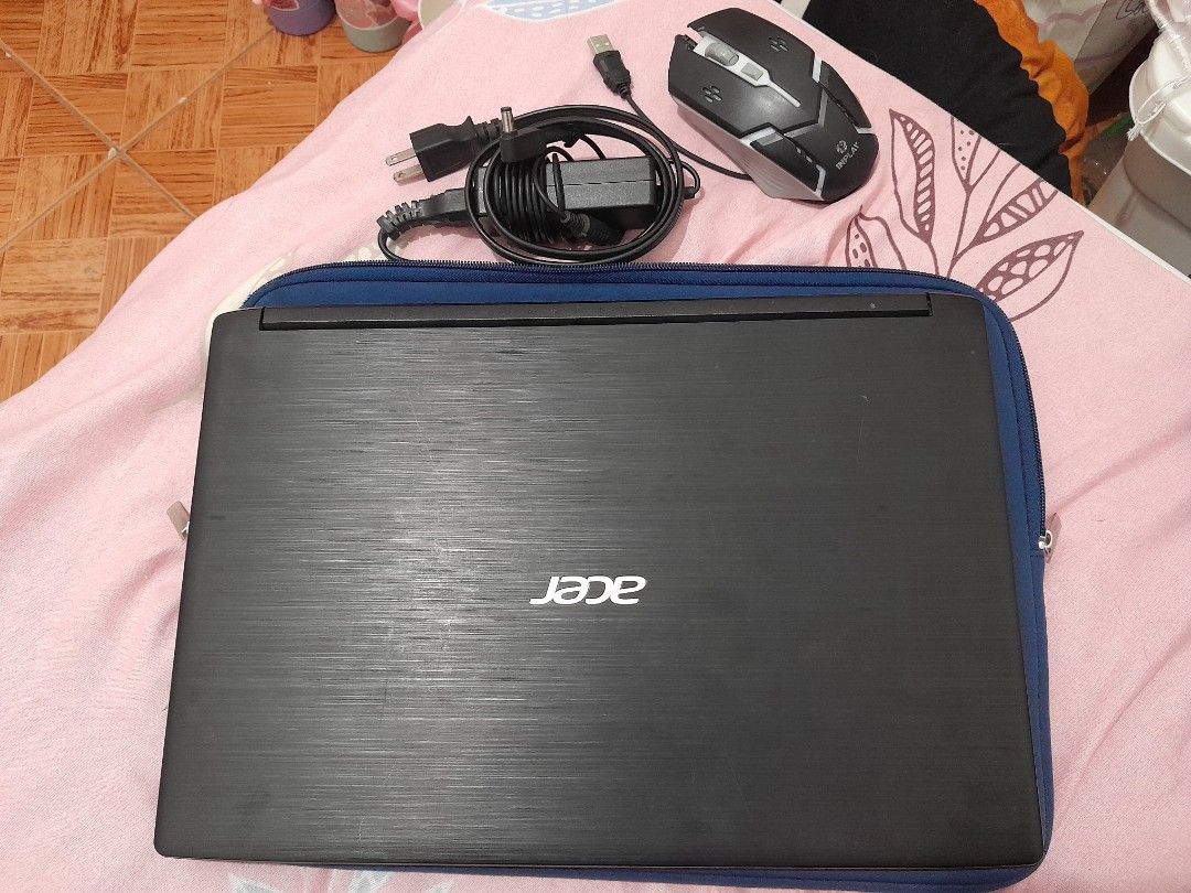 Acer Aspire 3 Laptop (Category: Laptops & Notebooks) located in Manila. Submitted by softiecorgi (Listing ID 1416360372, Image 1). Description: - Acer Aspire 3 laptop with charger, mouse, and sleeve included. - Intel Core i3-7020U processor. - 4GB RAM and 1TB storage. - Gigabit Ethernet and 802.11ac WiFi. - Precision touchpad. - Sleek black design. inclusions: - laptop - wired mouse - original charger - blue laptop pouch - laptop backpack note: -