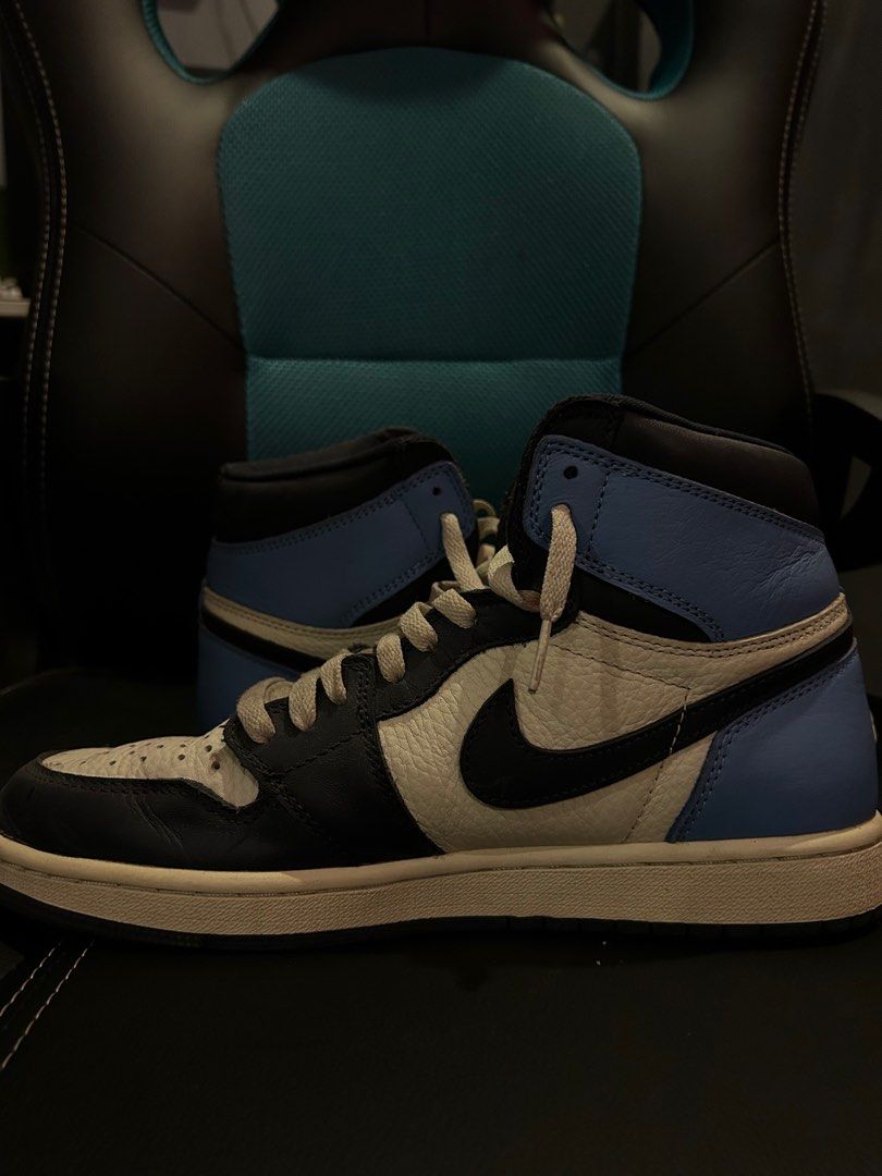 Air Jordan 1 High OG Obsidian (Category: Sneakers) located in San Jose del Monte. Submitted by niv2x (Listing ID 1416291898, Image 2). Description: EUR 44 US 10 - Air Jordan 1 High OG - Obsidian colorway (White, Black, Blue) - White laces - Needs cleaning.