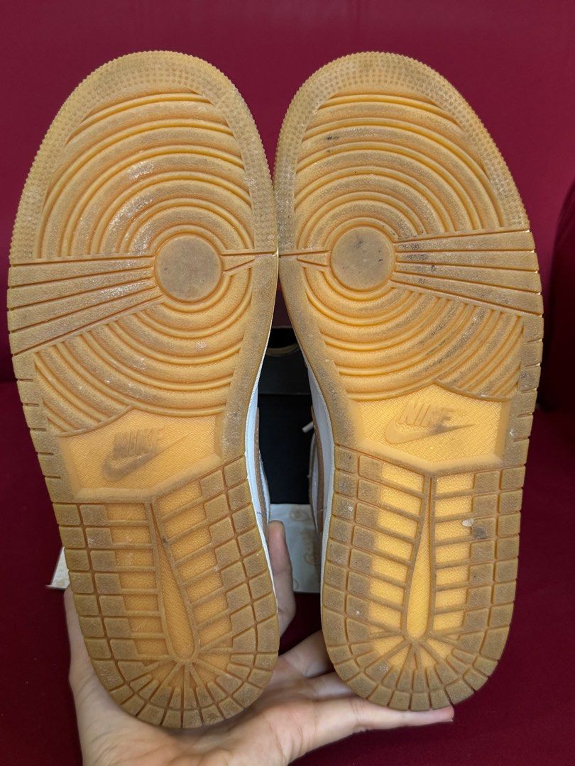 Air Jordan 1 Mid - Hemp/White (Category: Sneakers) located in Quezon City. Submitted by jencollects (Listing ID 1416303953, Image 3). Description: - Air Jordan 1 Mid - Color: Hemp/White-Gum Yellow - Size: US 7.5 mens - Includes original box and receipt - Lightly used, Has yellowing on midsoles - 5k negotiable.