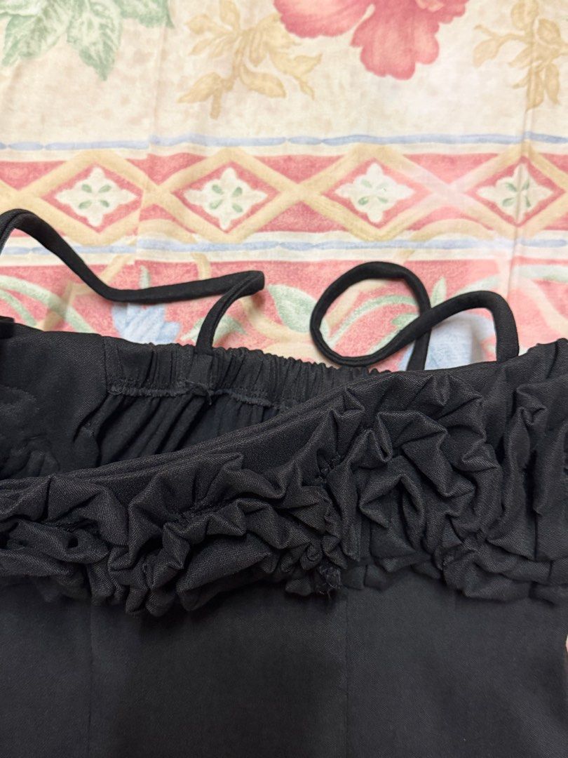 Black flower mini dress (free size) (Category: Dresses) located in Manila. Submitted by tltdeclutters (Listing ID 1416416604, Image 3). Description: - Brand new! Never worn - Bought for ₱269 on tiktok shop - RFS: Too small on me - Free size - Stretchable and garterized in the chest area - Thick material - Payment: GCASH or BPI.