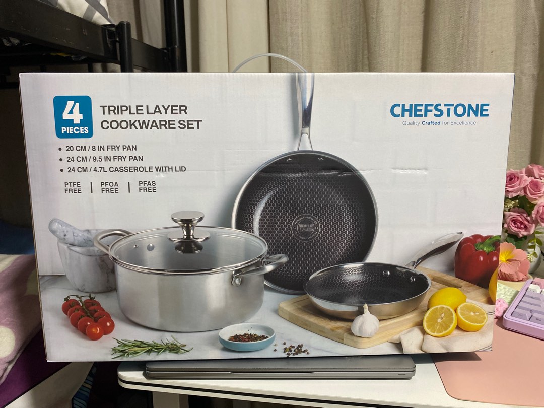 Chefstone 4-Piece Triple Layer Cookware Set, Furniture & Home Living ...