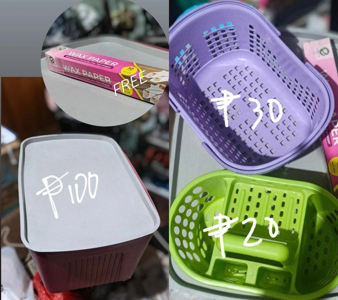 Dorm Sale/Decluttering (Category: Looking For) located in Manila. Submitted by declutterwithpassion (Listing ID 1416366439, Image 1). Description: 📢ALL ITEMS IN GOOD CONDITION: LARGE Plastic Organizer Bathroom basket (single and w/compartment) Wax Paper for Baking: FREE MOP: GCash Delivery via Lalamove.