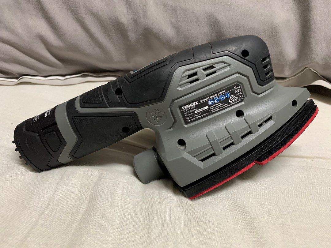 Ferrex Cordless Sander F-DES12 with Battery (Category: Construction Tools & Equipment) located in Paranaque City. Submitted by seb_trading (Listing ID 1416398680, Image 2). Description: Issue: No Sanding sheet included, just buy in any wilcon store imported from ALDI Australia unused sander unit almost new with battery battery charged with type C cord 12volts battery power perfectly working last price Paranaque area.