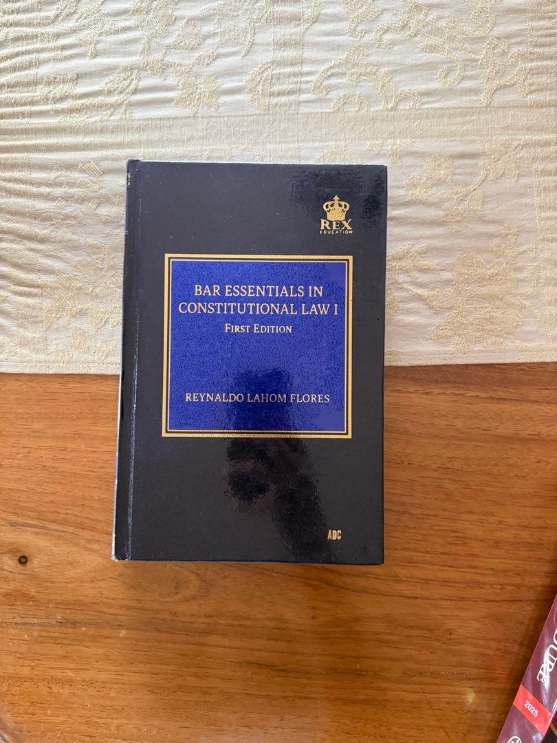 (Flores) Bar Essentials in Constitutional Law 1 (Category: Textbooks) located in Guinobatan. Submitted by alyyydc (Listing ID 1416237672, Image 1). Description: Bar Essentials in Constitutional Law Author: Reynaldo Lahom Flores Condition: Has markings on some of the pages. Has my personalized stamp on the first page. .