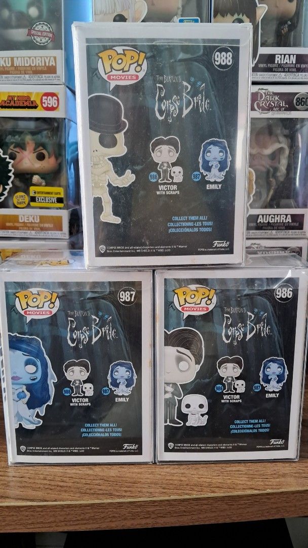 Funko Pop! Tim Burton's Corpse Bride (Category: Designer & Blind Box Toys) located in Santa Rosa. Submitted by majanice (Listing ID 1416252007, Image 2). Description: - Funko Pop! Corpse Bride selling as set total of 3 pcs Victor Emily Skeleton ( limited edition) - Each figure is in its original box. - Perfect for Tim Burton fans and collectors. note last 2 photo reference for display ideas !.