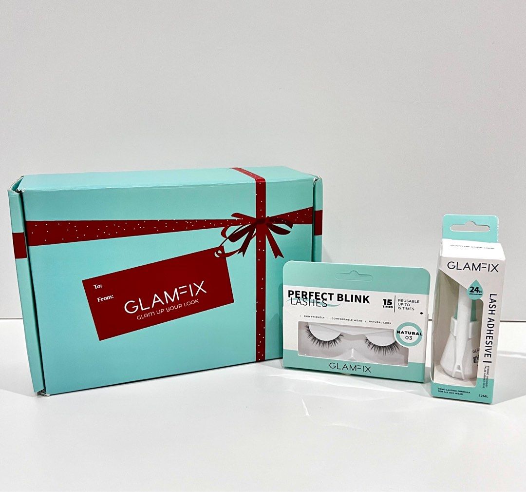 Glamfix Perfect Blink Lashes Set with Glue (Category: Makeup) located in Cebu City. Submitted by roselle.gallinero (Listing ID 1416421604, Image 1). Description: GLAMFIX Glam Fix Perfect Blink Lashes 03 Natural with Box and Glue - ₱299 only .