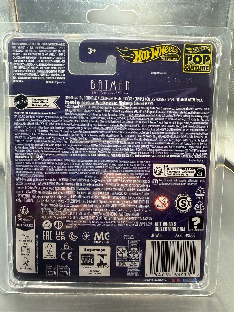 Hotwheels Premium Batman Animated Series with protector (Category: Vehicle & Diecast Models) located in Mandaluyong City. Submitted by karldfinds (Listing ID 1416241771, Image 2). Description: Location: Mandaluyong Shipping c/o buyer Meet ups: Shangrila Mall (by schedule) MOP: Gcash, Maya, BPI.