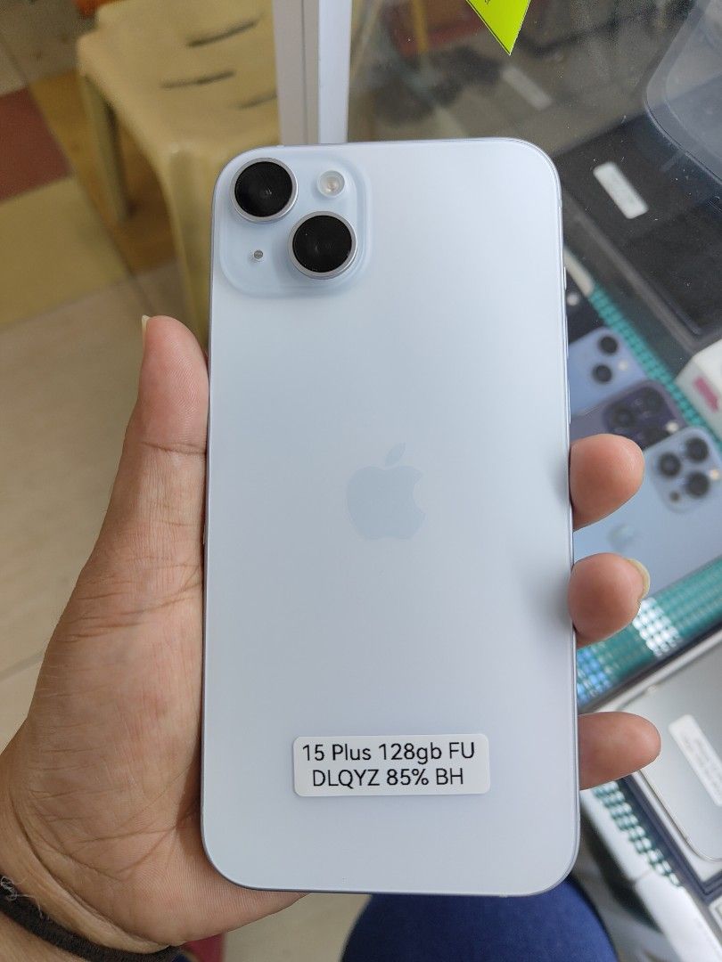 Iphone 15 plus 128gb (Category: iPhone 15 Series) located in San Juan City. Submitted by nerizapagara (Listing ID 1416309748, Image 1). Description: iphone 15 plus 128gb fuctory unlock 1 esim 1 physical 85%battery.